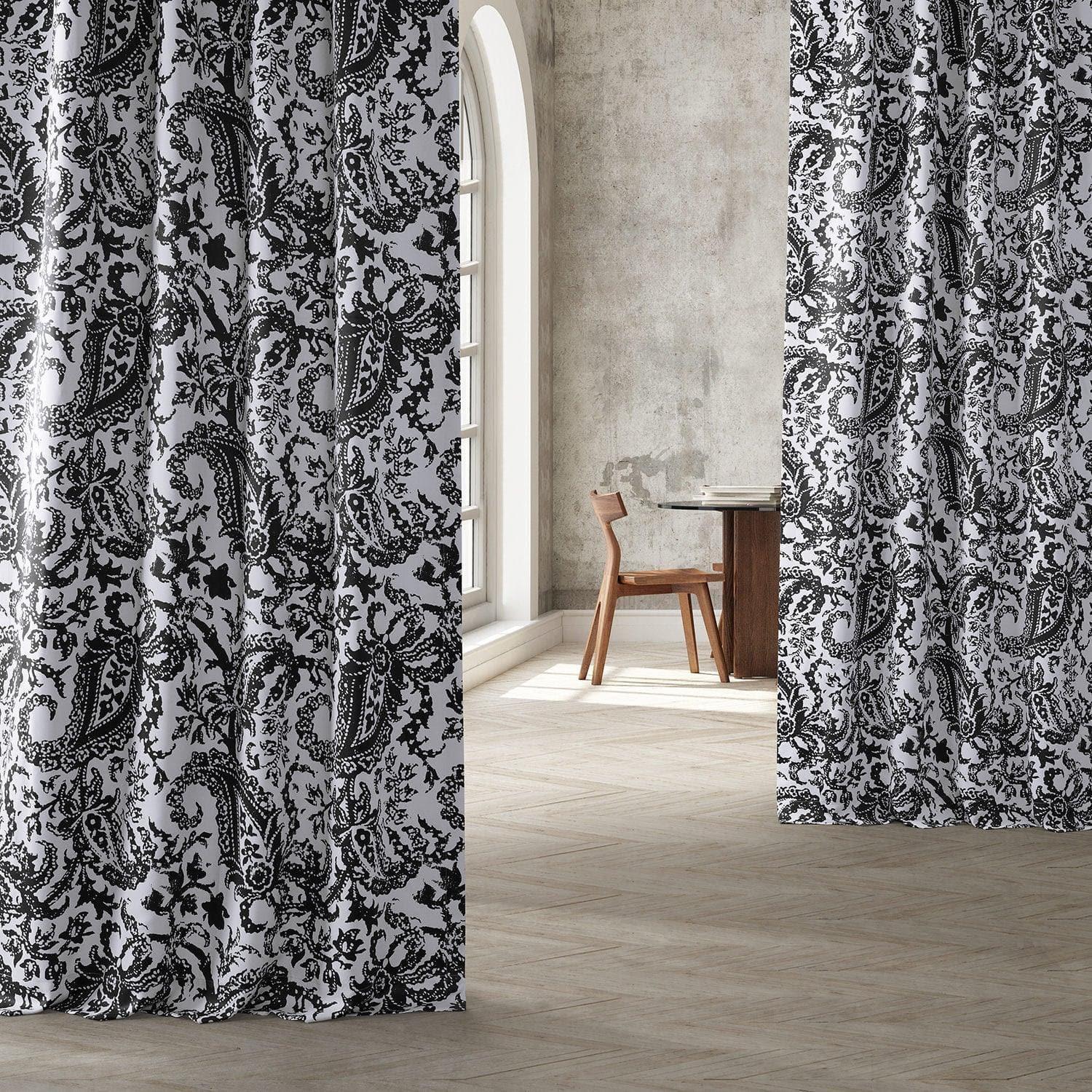 Zora Black Paisley Room Darkening Curtain - Image 6